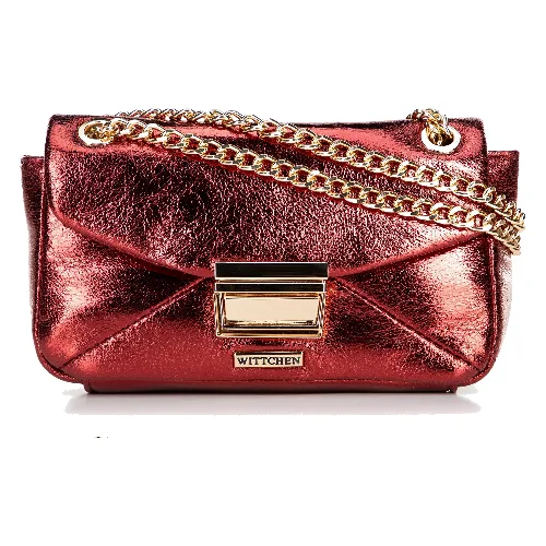 Minitorebka crossbody z połyskującej ekoskóry czerwona