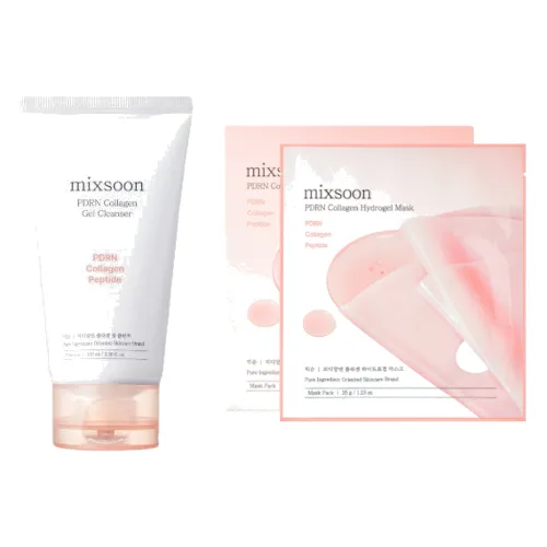 mixsoon - PDRN Collagen Gel Cleanser + Hydrogel Mask*5pcs Set