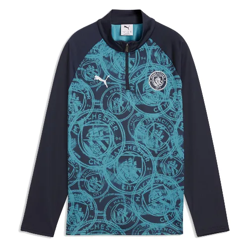 Młodzieżowa koszulka na rozgrzewkę Manchester City z zamkiem 1/4 PUMA