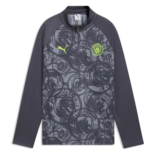 Młodzieżowa koszulka na rozgrzewkę Manchester City z zamkiem 1/4 PUMA