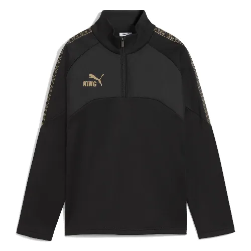 Młodzieżowa treningowa kurtka na zimę KING z zamkiem 1/4 PUMA Black Gold