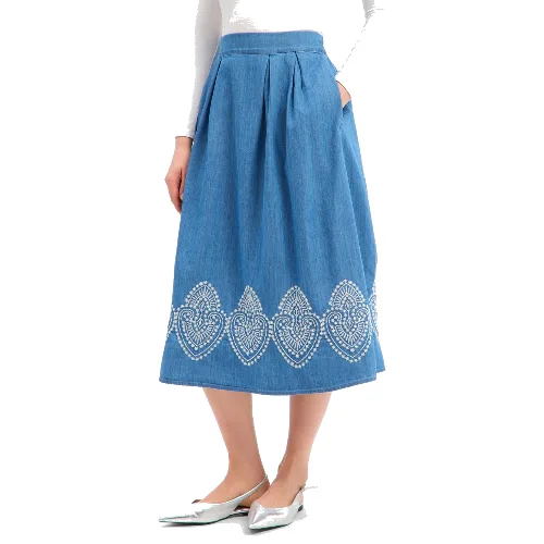 More & More dżinsowa spódnica maxi Kobiety Bawełna niebieski
