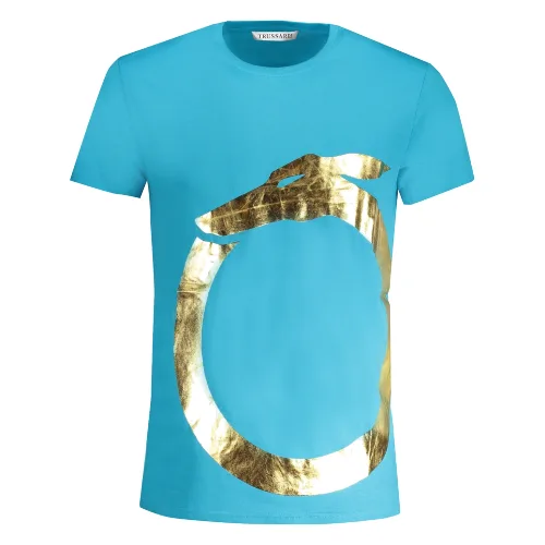 NIEBIESKI T-SHIRT MĘSKI Z KRÓTKIM RĘKAWEM TRUSSARDI