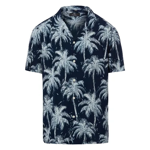 Nils Sundström koszulka z krótkim rękawem Mężczyźni Modern Fit wiskoza (100%) niebieski, XXL