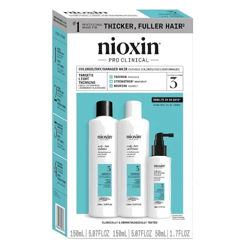 Nioxin Nioxin System 3 zestaw oczyszczający do włosów farbowanych, lekko przerzedzonych, 150+150+40 ml Zestawy do pielęgnacji włosów 1 ct
