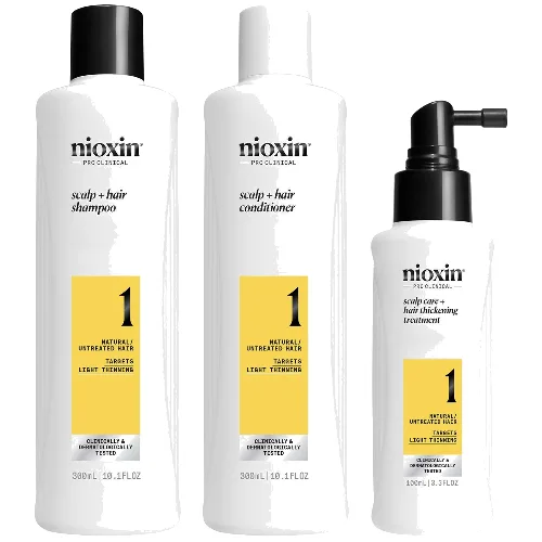 NIOXIN Scalp and Hair Thickening System 1 for Natural Hair with Light Thinning Loyalty Kit