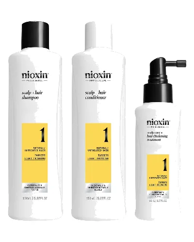 NIOXIN Scalp and Hair Thickening System 1 for Natural Hair with Light Thinning Trial Kit