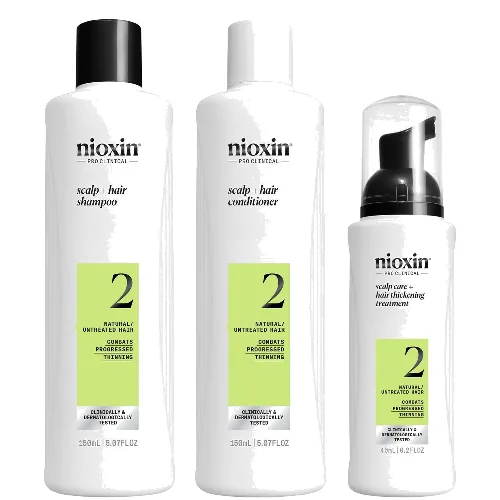 NIOXIN Scalp and Hair Thickening System 2 for Natural Hair with Progressed Thinning Trial Kit
