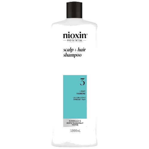 NIOXIN Scalp and Hair Thickening System 3 Shampoo for Coloured Dry and Damaged Hair with Light Thinning 1L