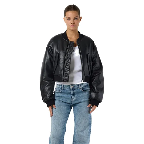 Noisy May Kurtka z imitacji skóry Eileen 27032426 Czarny Relaxed Fit
