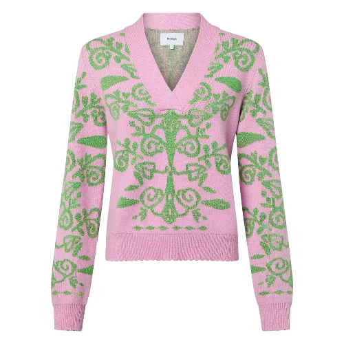 Nümph sweter z dzianiny - Nuseida Kobiety różowy|zielony|wielokolorowy