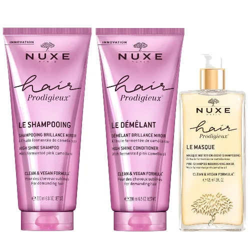 NUXE Hair Prodigieux Pre Shampoo Mask and High Shine Shampoo & Conditioner Bundle