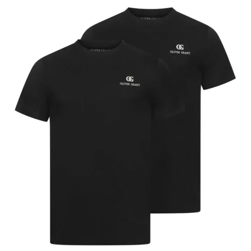 OLIVER GRANT® Mężczyźni Podkoszulki dekolt okrągły 2-pak czarny 39493133