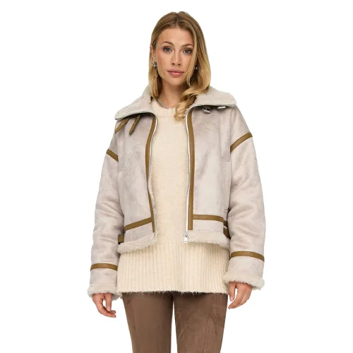 ONLY Kożuch Ylva 15322042 Beżowy Regular Fit