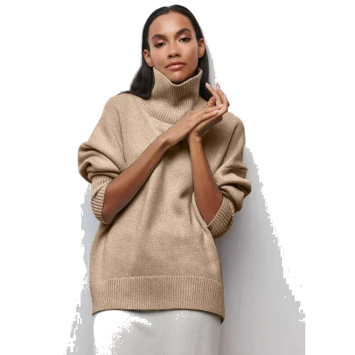 Oversize sweter damski - Beżowy S