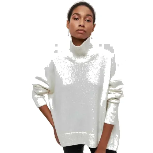 Oversize sweter damski - Biały M