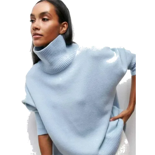 Oversize sweter damski - Niebieski L