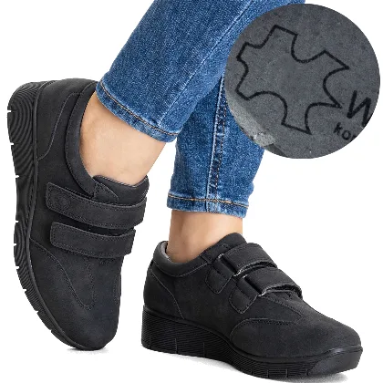 Półbuty w.skóra sneakersy lekkie koturn czarne miękkie Wojtyłko 37