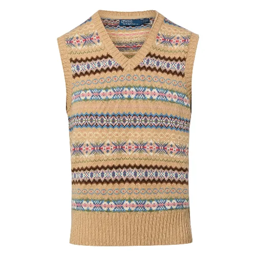 Polo Ralph Lauren Sweter z zawartością wełny Mężczyźni Bawełna brązowy|wielokolorowy, XL