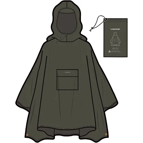 Poncho przeciwdeszczowe dla dorosłych VIKING Vesper zielone (one sizeone size)
