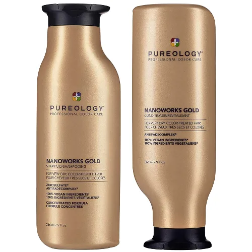 Pureology Nanoworks Gold Shampoo and Conditioner Bundle for Dry, Tired Hair, Sulphate Free for a Gentle Cleanse