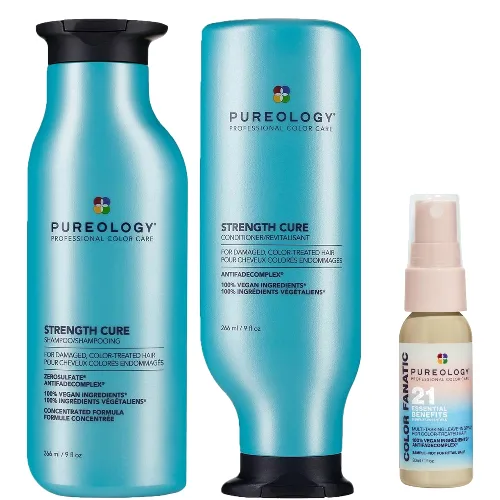 Pureology Strength Cure Shampoo, Conditioner and Color Fanatic Mini Routine for Coloured Hair