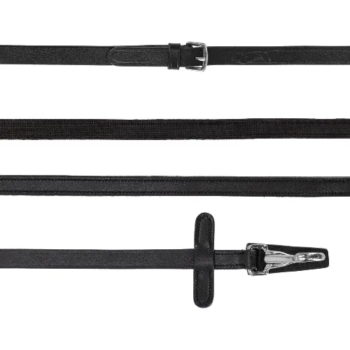 QHP Teugel eenzijdig anti-slip met clip - Zwart (Pony)