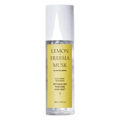 Rated Green Rated Green Perfumowana mgiełka do włosów ułatwiająca rozczesywanie Lemon-Freesia-Musk 80ml Spraye na odrosty Damski