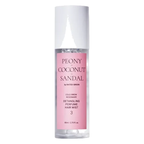 Rated Green Rated Green Perfumowana mgiełka do włosów ułatwiająca rozczesywanie Peony-Coconut-Sandal 80ml Spraye na odrosty Damski