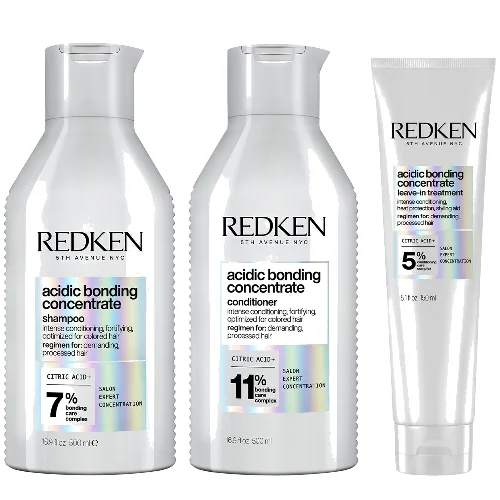 Redken Acidic Bonding Concentrate Shampoo 500ml, Conditioner 500ml and Leave-in Treatment 150ml Bond Repair Supersize Bundle