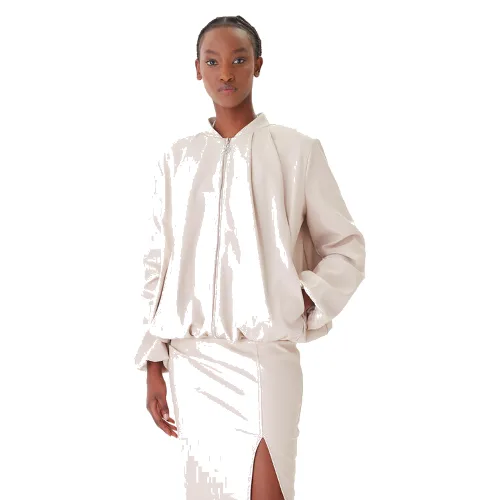 Rinascimento Kurtka z imitacji skóry CFC0127530003 Beżowy Relaxed Fit