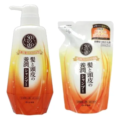 Rohto M entholatum - 50 Megumi Aging Hair Care Shampoo - White Orange & Refill Set