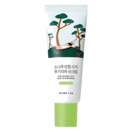 ROUND LAB - Łagodzący krem przeciwsłoneczny Pine Calming Cica Mild Up - 40ml