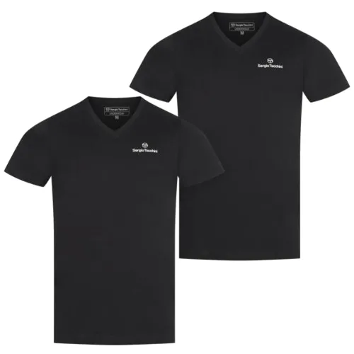 Sergio Tacchini Mężczyźni Podkoszulki dekolt w serek 2-pak czarny 39493236