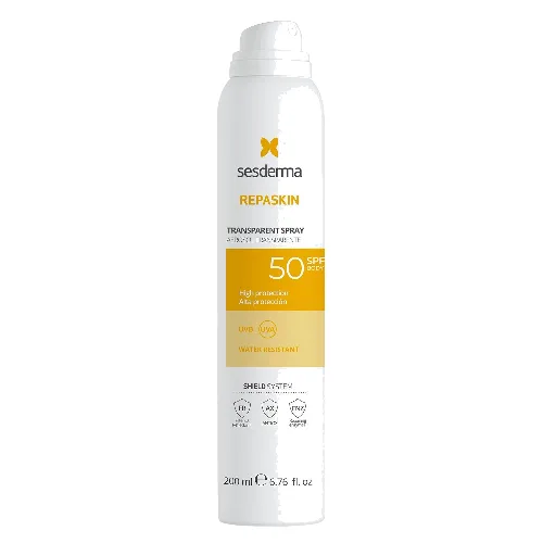 Sesderma Repaskin Transparent, Przezroczysty spray przeciwsłoneczny do ciała SPF50