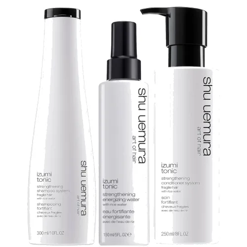 Shu Uemura Art of Hair Izumi Tonic Rice Water Shampoo, Conditioner and Hair Tonic Water Routine