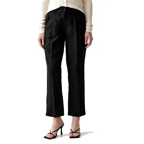 Sisley spodnie damskie lniane