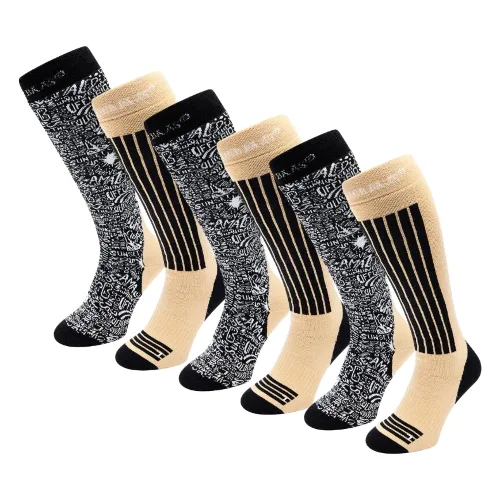 Skarpety narciarskie - Unisex - 6 par - Czarne wielokolorowe