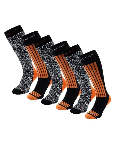 Skarpety narciarskie - Unisex - 6 par - Pomarańczowe