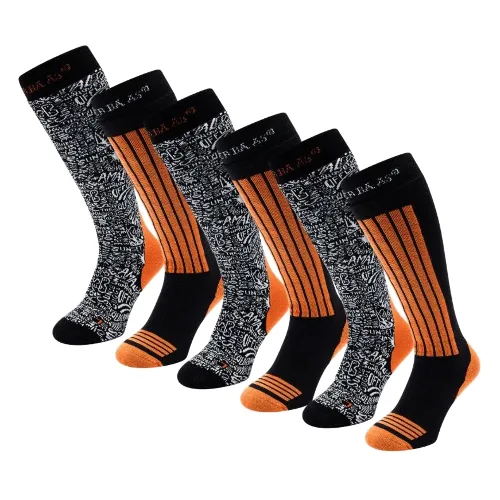 Skarpety narciarskie - Unisex - 6 par - Pomarańczowe