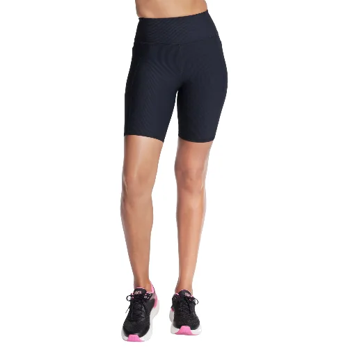 Skechers Go Flex Rib High Waisted 8 Inch Bike Short SH32-BLK, Damskie, Czarne, spodenki, nylon, rozmiar: L