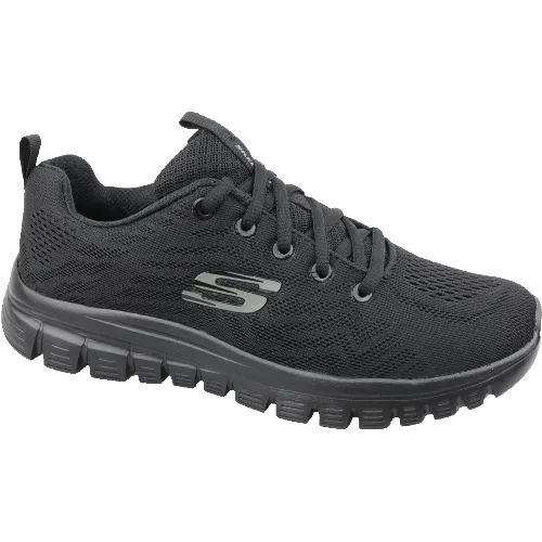 Skechers Graceful - Get Connected 12615-BBK, Damskie, Czarne, buty sneakers, przewiewna siateczka, rozmiar: 37