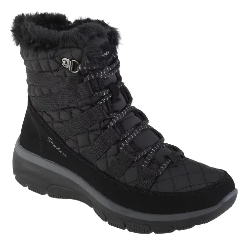 Skechers Relaxed Fit - Easy Going - Moro Street 167204-BLK, Damskie, Czarne, buty zimowe, skóra zamszowa, rozmiar: 40