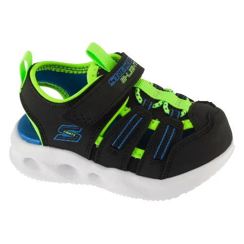 Skechers S-Lights: Sola Glow Sandal - Hyper-Coast 407033N-BKLM, Dla chłopca, Czarne, sandały, tkanina, rozmiar: 22