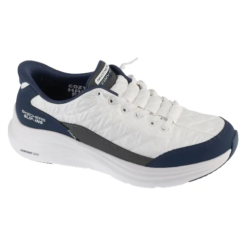 Skechers Slip-Ins: Contour Foam - Cozy 232619-WNV, Męskie, Białe, buty sneakers, tkanina, rozmiar: 41