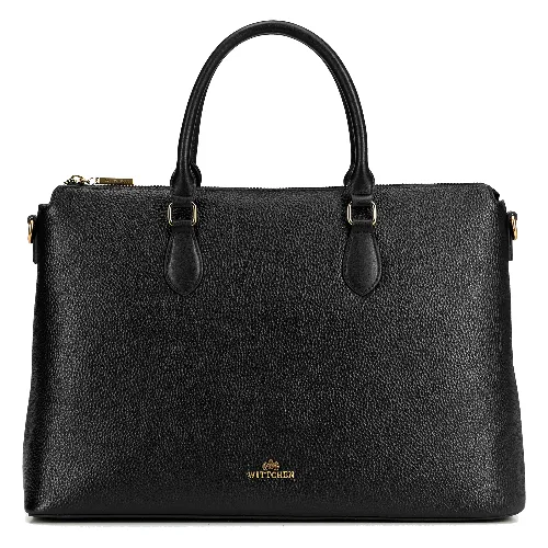 Skórzana torba damska na laptopa 13,3" z przegrodą czarna