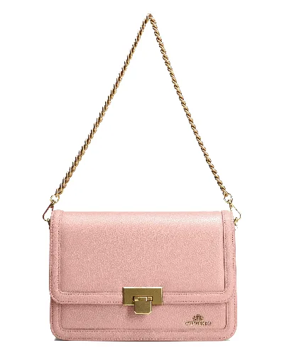 Skórzana torebka crossbody z łańcuszkiem różowa