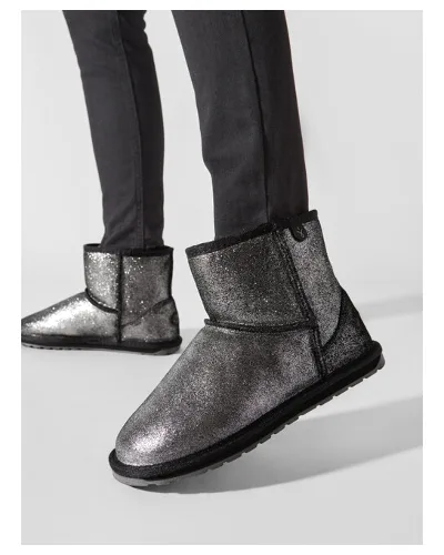 Śniegowce EMU Australia Wallaby Mini Metallic Teens T12358 Czarny