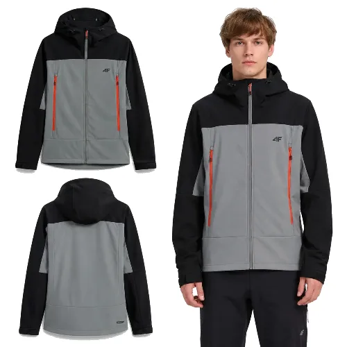 SOFTSHELL MĘSKI 4F KURTKA TREKKINGOWA MĘSKA CZARNA
