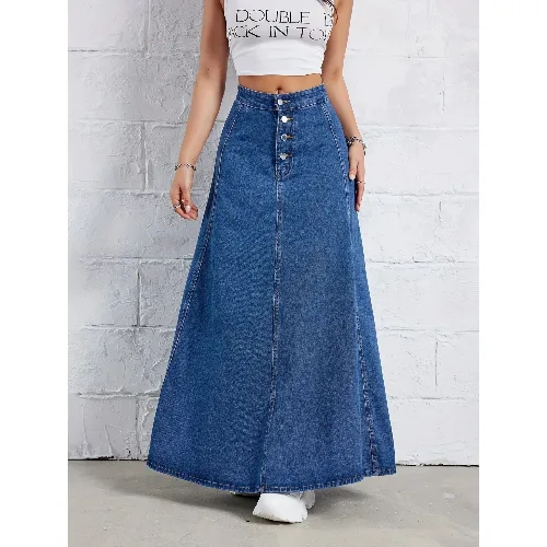 Spódnica maxi denim - Ciemnoniebieski S